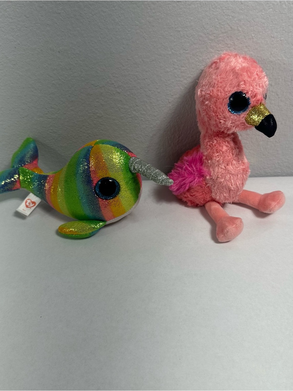 Ty Plush Pink Flamingo with Gold-Beaked Detail